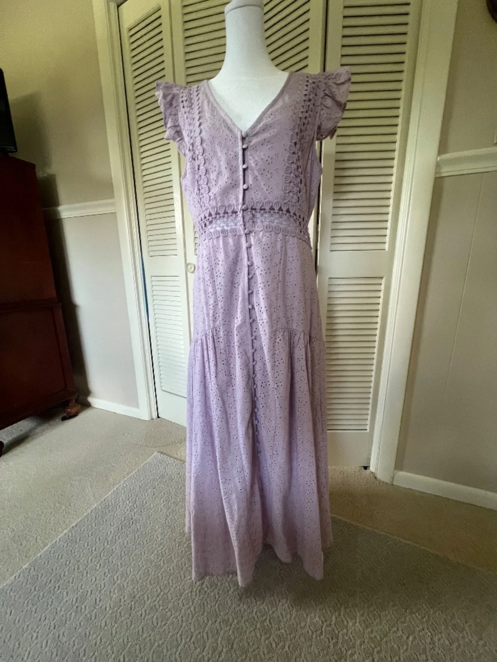 Lilac eyelet Altered State dress size large - Picture 3 of 14